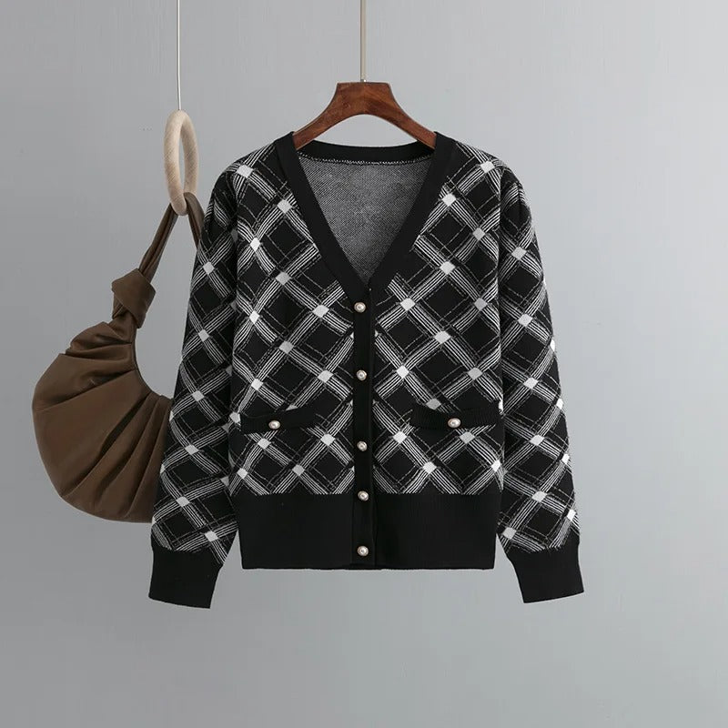 Isabella Classic Plaid Knit Cardigan