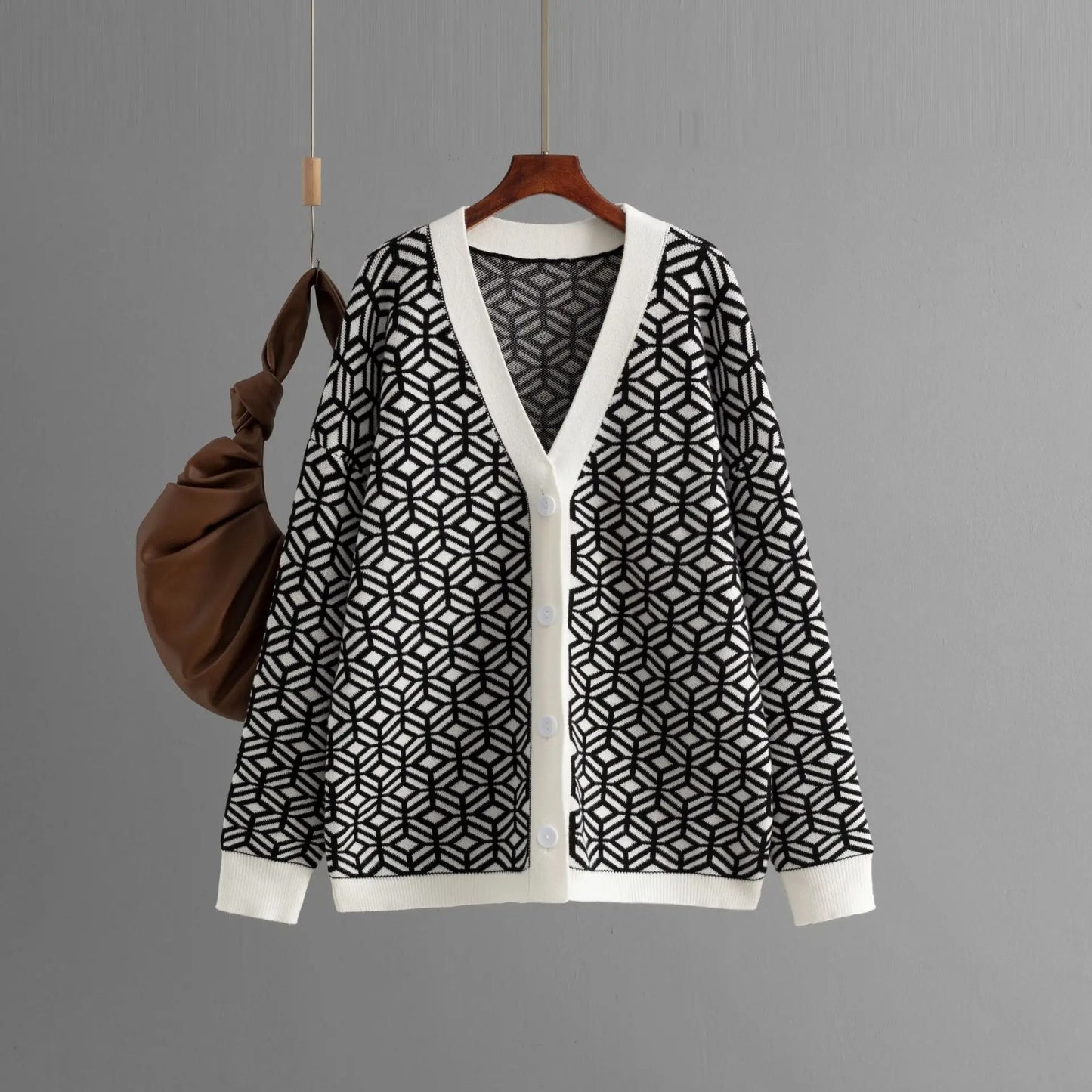 Sofia Geometric Knitted Cardigan