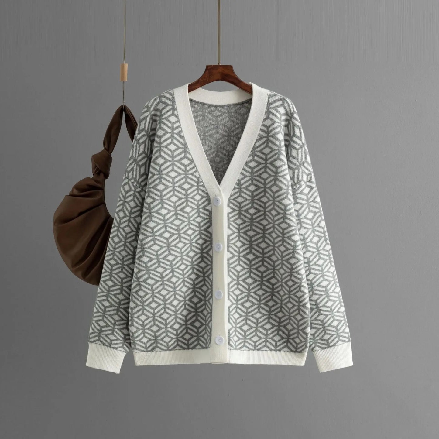 Sofia Geometric Knitted Cardigan