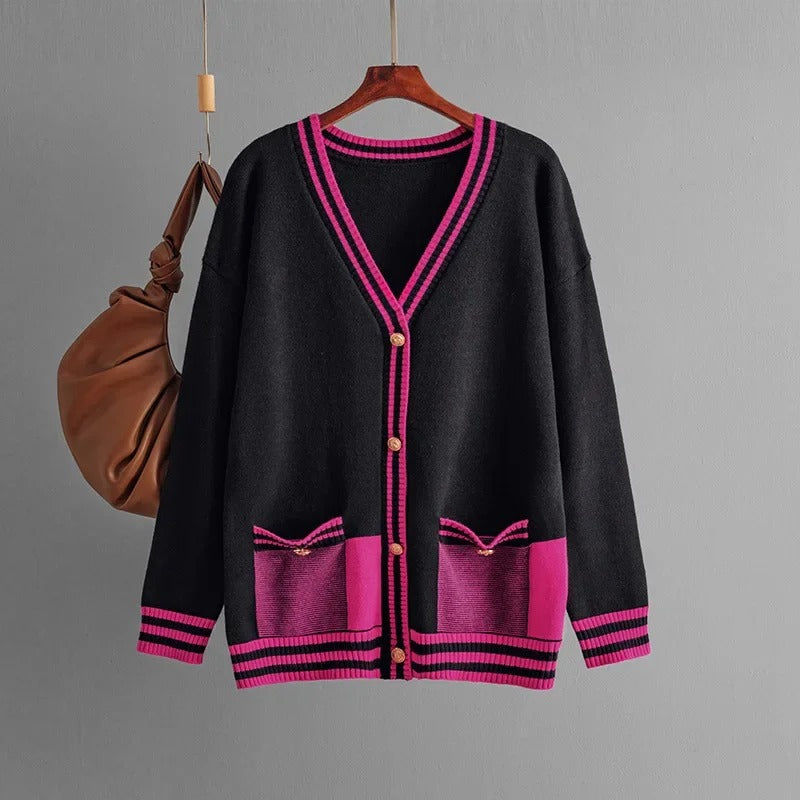 Sophia Striped Trim Cardigan