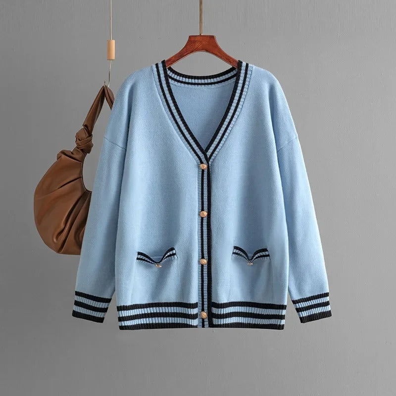 Sophia Striped Trim Cardigan