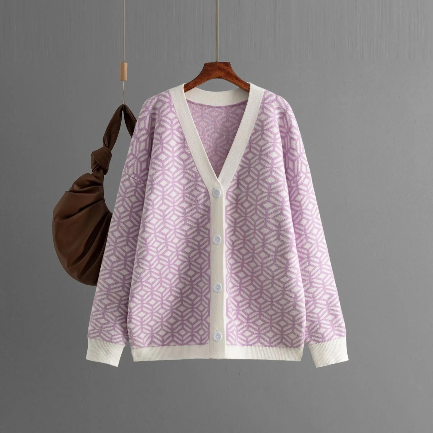 Sofia Geometric Knitted Cardigan