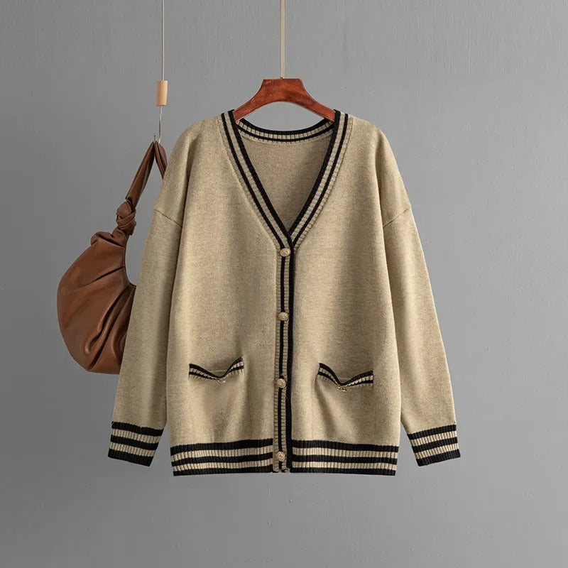 Sophia Striped Trim Cardigan